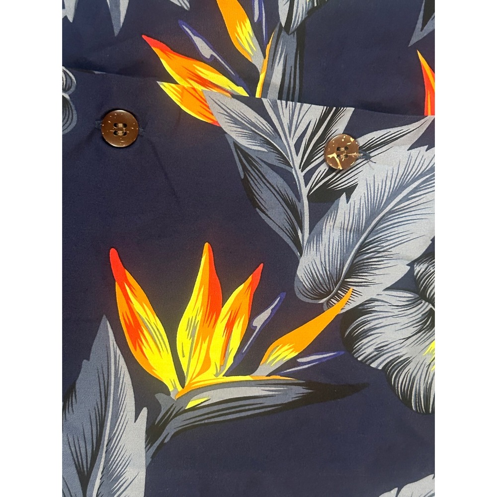 Palmwave Hawaii Aloha Shirt Mens S Navy Blue New Bird of Paradise 18.5x28.5 - Picture 4 of 7